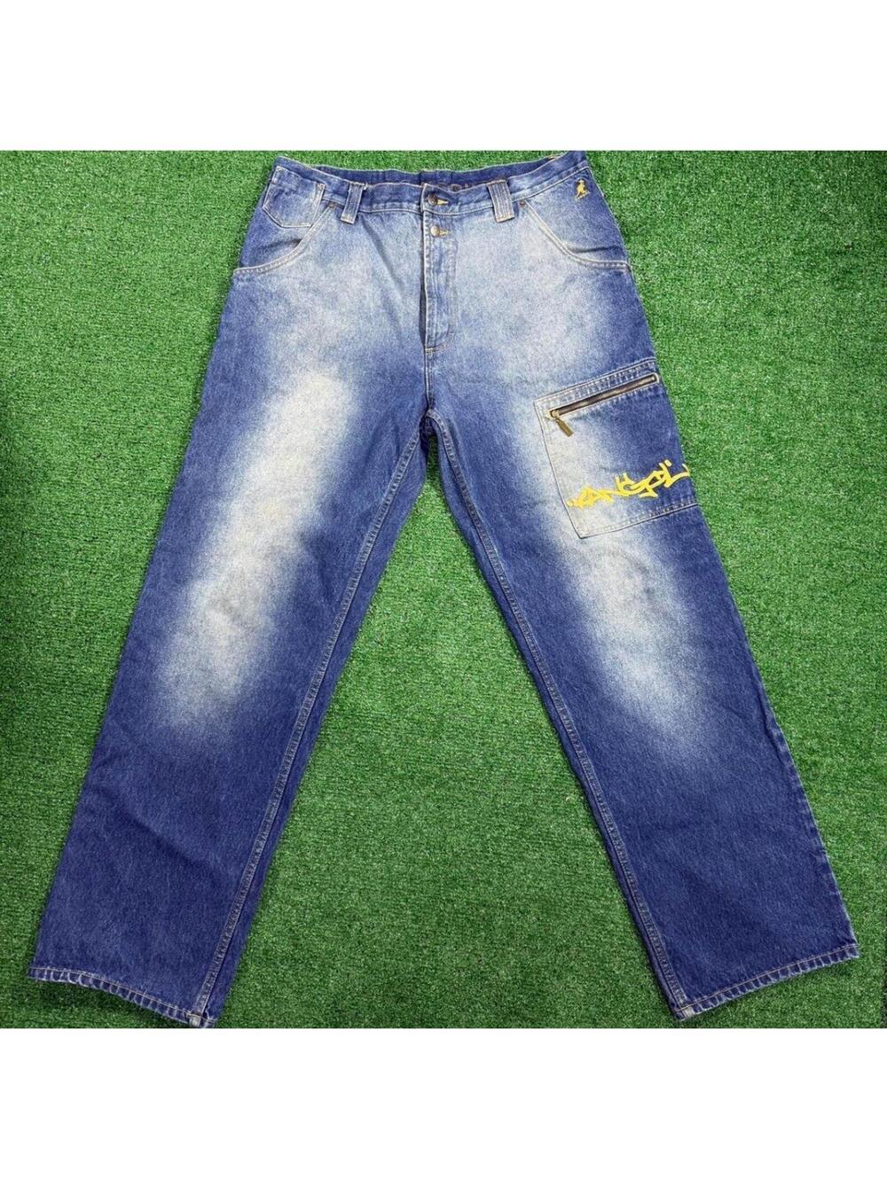 Kangol Jeans 36x32 Y2K Baggy Denim Graffiti Pocket Carpenter Vintage